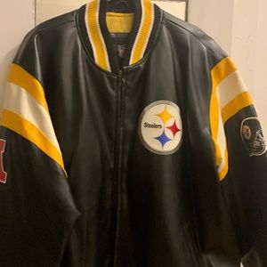 Faux leather Steelers jacket.